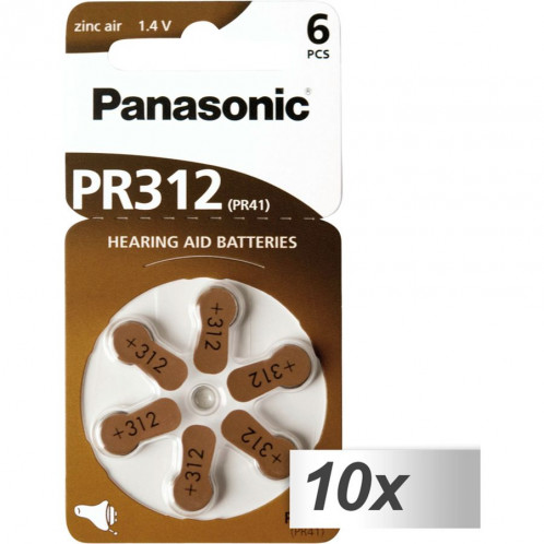 10x1 Panasonic PR312 app.auditif Zinc Air 6 pièces 464613-31