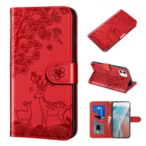 Cas de gaufrage SIKA Pattern Horizontal Boîtier en cuir PU avec support & carte de portefeuille et cadre de portefeuille et photo pour iPhone 13 (rouge) SH111A973-37