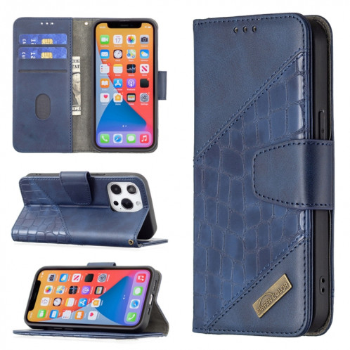 Pour iPhone 13 PRO Couleur Couleur Crocodile Texture Horizontale Flip PU Housse en cuir PU avec portefeuille et logement de carte (bleu) SH103B527-37