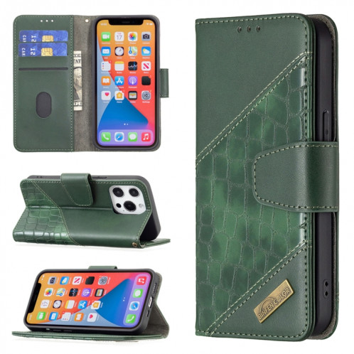 Pour iPhone 13 PRO Couleur Couleur Crocodile Texture Horizontale Flip PU Housse en cuir PU avec portefeuille et porte-cartes (vert) SH103E284-37