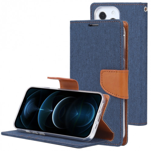 Diary Toile de Goosperie Texture Croix Texture Horizontale Horizontal Coating Cuir avec support & Card Slots & Portefeuille pour iPhone 13 Pro (bleu marine) SG403D1219-37