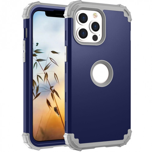 3 en 1 PC + Cas de protection en silicone pour iPhone 13 Pro (bleu marine + gris) SH503A1398-37