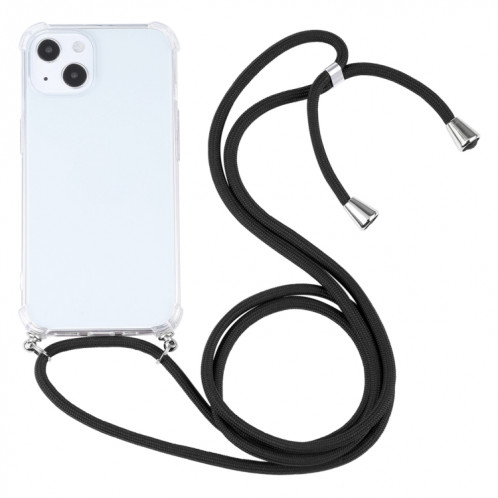 Cas de protection TPU TPU transparent à quatre angles avec lanière pour iPhone 13 (noir) SH501K986-37