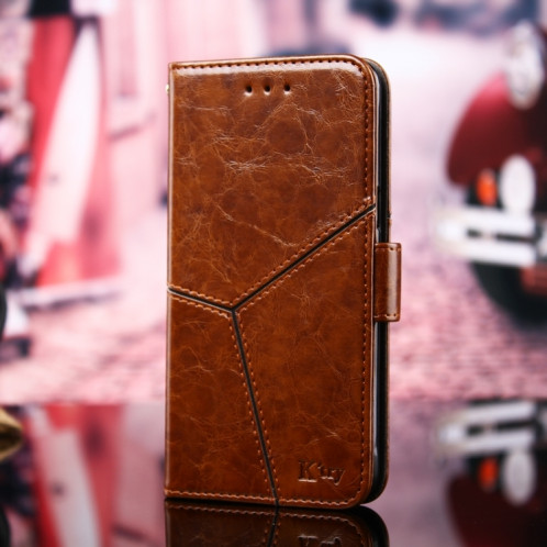 Couture géométrique Horizontal Flip TPU + Coque en cuir PU avec porte-carte et portefeuille pour iPhone 13 Pro (brun clair) SH103C241-37