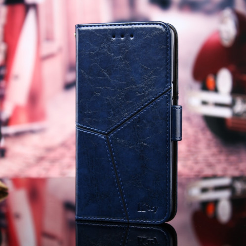 Couture géométrique Horizontal Flip TPU + Coque en cuir PU avec porte-cartes et portefeuille pour iPhone 13 Pro (Bleu) SH103D1005-37