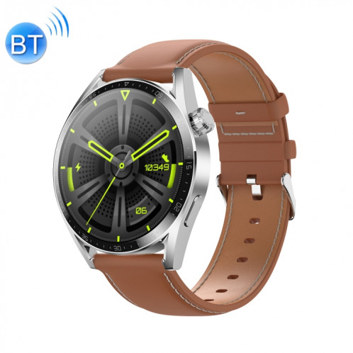 Ochstin 5HK3 Plus Montre intelligente Bluetooth à écran rond de 1,36 pouces, bracelet : cuir (argent) SO302B904-311