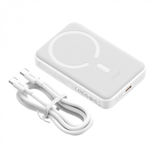 Baseus 10000mAh 30W Mini banque d'alimentation magnétique à charge rapide sans fil (Blanc) SB301B578-39