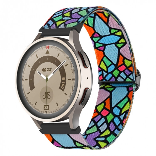Pour Coros Pace 2 / Coros Apex 42mm 20mm Bracelet de montre à boucle tissée en nylon coloré peint (arc-en-ciel géométrique) SH101E397-37