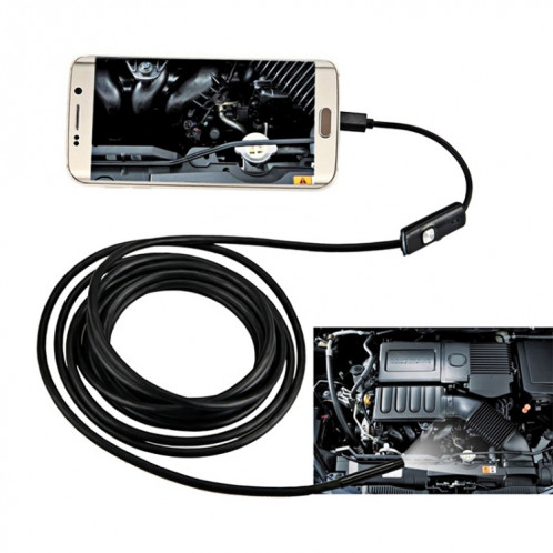 Caméra d'inspection de tube de serpent d'endoscope micro USB étanche AN97 pour pièces de téléphone mobile Android à fonction OTG, avec 6 LED, diamètre de l'objectif : 5,5 mm (longueur : 5 m) SH501E1506-39