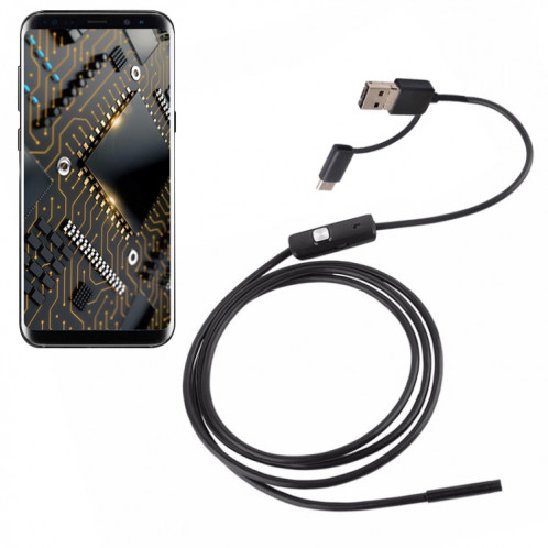 AN100 3 en 1 IP67 étanche USB-C / Type-C + Micro USB + USB HD Endoscope Caméra d'inspection de tube de serpent pour pièces de téléphone portable Android à fonction OTG, avec 6 LED, diamètre de l'objectif: 8 mm SH803A556-38