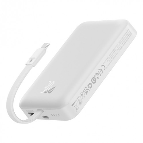 Baseus 10000mAh 30W USB-C / Type-C Banque d'alimentation à charge rapide magnétique (Starlight White) SB701B1115-37