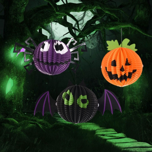 3 PCS / Set Creative Drôle Halloween Citrouille Halloween Chauves-souris Araignée Pendentif Papier Décoration et Accessoires Horreur SH6364615-38