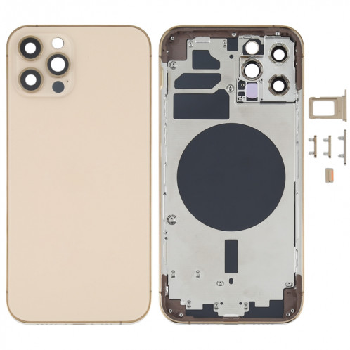 Couvercle arrière du boîtier avec plateau pour carte SIM, touches latérales et objectif de l'appareil photo pour iPhone 12 Pro (or) SH77JL1220-36