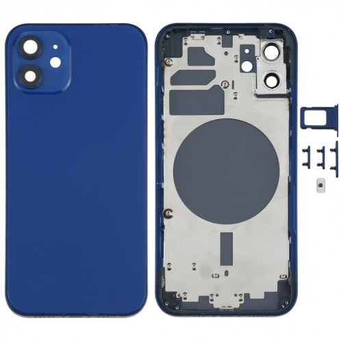 Couvercle arrière du boîtier avec plateau pour carte SIM, touches latérales et objectif de l'appareil photo pour iPhone 12 (bleu) SH78DL414-36