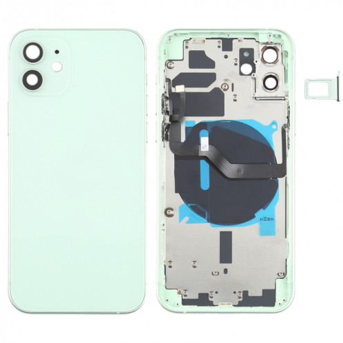 Couverture arrière de la batterie (avec touches latérales et plateau de carte et puissance + Volume Flex Câble et module de chargement sans fil) pour iPhone 12 SH88GL1162-36