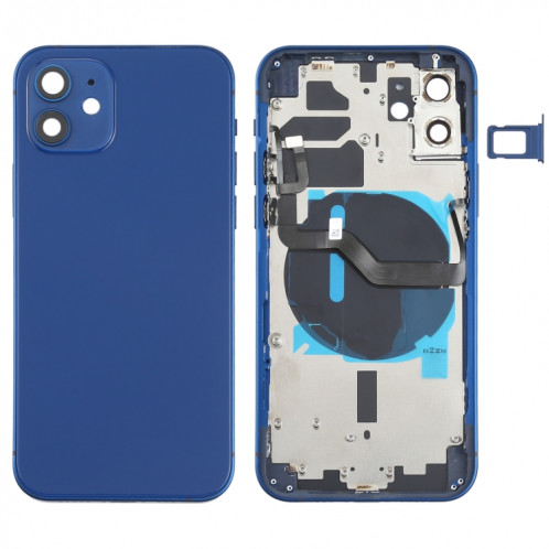Couverture arrière de la batterie (avec touches latérales et plateau de carte et puissance + Volume Flex Câble et module de chargement sans fil) pour iPhone 12 SH88LL1689-36