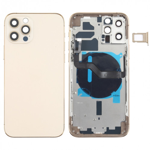 Couverture arrière de la batterie (avec touches latérales et plateau de carte et puissance + volume Flex Câble et module de chargement sans fil) pour iPhone 12 Pro SH89JL306-36