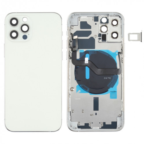 Couverture arrière de la batterie (avec touches latérales et plateau de carte et puissance + volume Flex Câble et module de chargement sans fil) pour iPhone 12 Pro SH89WL1568-36