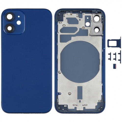 Couvercle arrière du boîtier avec plateau pour carte SIM, touches latérales et objectif de l'appareil photo pour iPhone 12 mini (bleu) SH45DL466-36