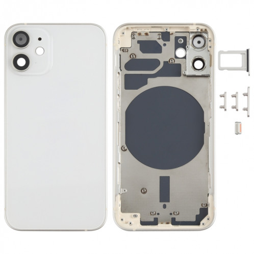 Couvercle de boîtier arrière avec plateau de carte SIM et lentille de caméra pour iPhone 12 mini (noir) SH45WL1085-36