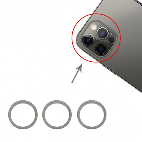 Anneau de protection en métal pour objectif en verre de caméra arrière 3 pièces pour iPhone 12 Pro Max (bleu aqua) SH13AB1240-34