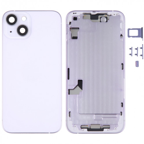 Coque arrière de batterie pour iPhone 14 avec cadre central/touches latérales (violet) SH95PL1764-36