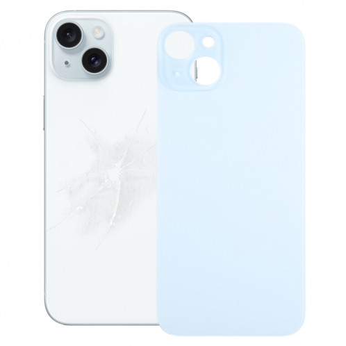 Pour iPhone 15 Plus, remplacement facile, grand trou de caméra, couvercle de batterie arrière en verre (bleu) SH43LL1427-37