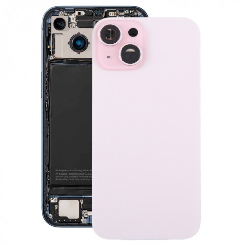 Pour iPhone 15 Plus Couvercle arrière de la batterie en verre avec couvercle d'objectif d'appareil photo (rose) SH85FL1072-37