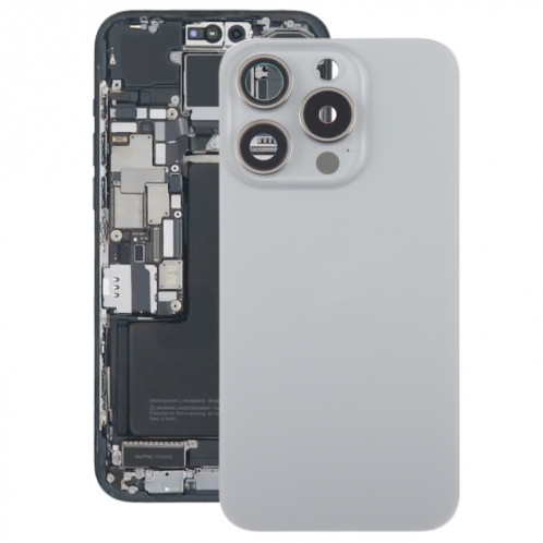 Pour iPhone 15 Pro Max Couvercle arrière de la batterie en verre avec couvercle d'objectif d'appareil photo (gris) SH87HL817-37