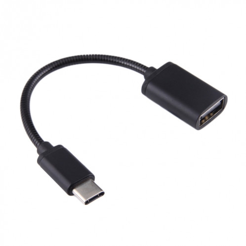 Câble de données de charge de câble OTG de fil métallique mâle de 8,3 cm USB femelle à type-C, 8.3cm USB Femelle vers Type-C Mâle Fil Métallique Câble OTG Câble de Données de Charge (Noir) SH448B932-37