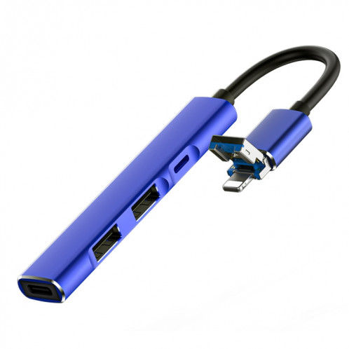 Station d'accueil multifonction 4 en 1 8 broches/USB vers Type-C / 2 ports USB / 8 broches HUB (bleu) SH241L1377-37