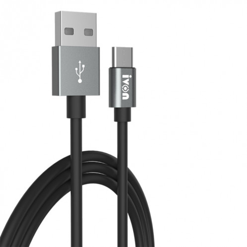 Ivon CA73 2.4A Câble de données de charge rapide de type-C / USB-C, longueur: 2m (noir) SI722B708-37