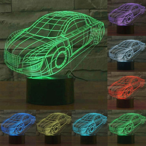 Style de voiture 7 Couleur de décoloration Lampe de stéréo visuelle créative Commande de commutation tactile 3D Lumière de lumière LED Lampe de bureau Lampe de nuit SS28828-313