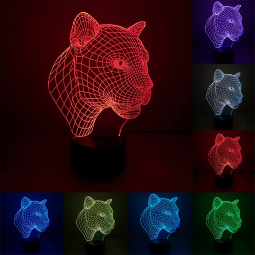 Leopard Style 7 Color Deccoloration Lampe stéréo visuelle créative Contrôle du contact tactile 3D Lumière LED Lampe de bureau Lampe de nuit SL62332-313