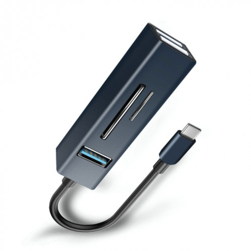 15102 5 en 1 USB-C / Type-C vers USB3.0 + Adaptateur HUB pour lecteur de carte SD / TF (Bleu) SH208L842-37