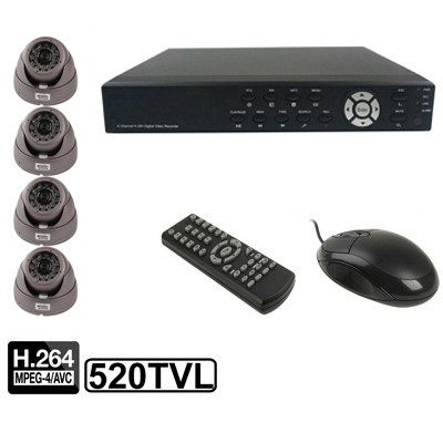 Kit enregistreur vidéo numérique 4 canaux intégré (1/3 Sony CCD, 520TVL, 24 x LED IR, objectif 6 mm, distance IR: 25 m, H.264 (8204EV + 622A) SH1103999-312