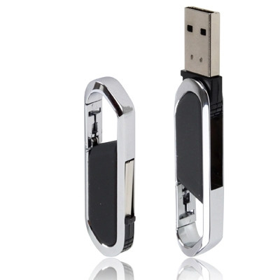 2 Go de clé USB 2.0 de style porte-clés métalliques (noir) SH93121623-34