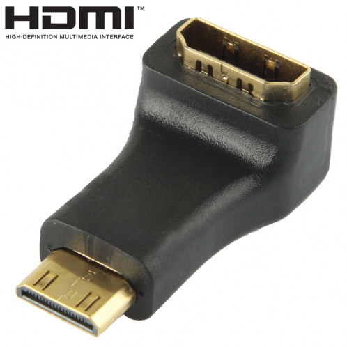 Adaptateur femelle HDMI Mini HDMI vers HDMI 19 broches avec angle de 90 degrés (noir) SH001552-34
