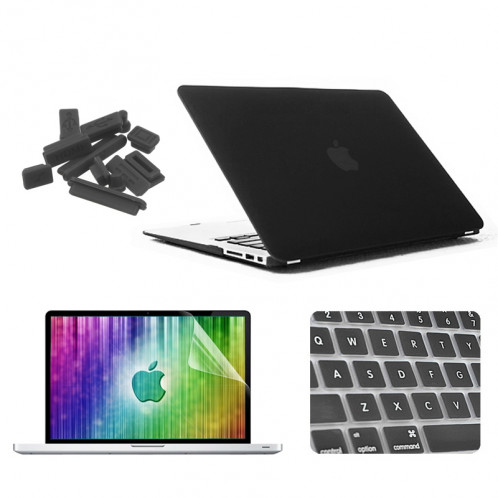 ENKAY pour MacBook Air 13,3 pouces (Version US) 4 en 1 Coque de protection en plastique dur givré avec protecteur d'écran et clavier et bouchons anti-poussière (noir) SE091B266-310