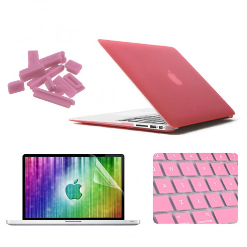 ENKAY pour MacBook Air 13,3 pouces (Version US) 4 en 1 Coque de protection en plastique dur avec protection d'écran et protège-clavier et bouchons anti-poussière (rose) SE091F1206-310