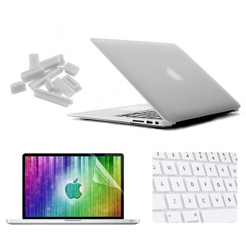 ENKAY pour MacBook Air 13,3 pouces (version US) 4 en 1 Coque de protection en plastique dur givré avec protecteur d'écran et clavier et bouchons anti-poussière (blanc) SE091W453-310