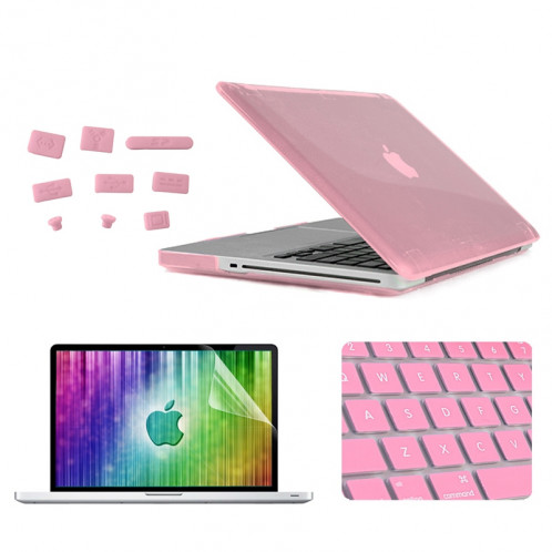 ENKAY pour MacBook Pro 13.3 pouces (US Version) / A1278 4 en 1 Crystal Hard Shell boîtier de protection en plastique avec protecteur d'écran et de la garde du clavier et bouchons anti-poussière (rose) SE304F983-38