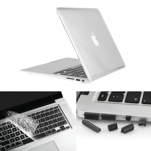 ENKAY pour Macbook Air 11,6 pouces (version US) / A1370 / A1465 Hat-Prince 3 en 1 cristal dur coque de protection en plastique avec clavier de protection et bouchon de poussière de port (blanc) SE901T1735-310