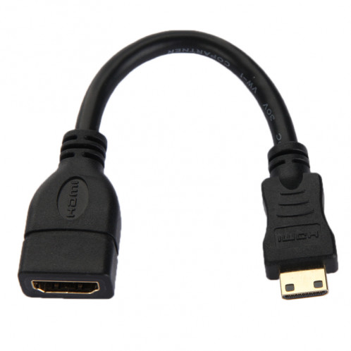 Câble HDMI mini-mâle vers HDMI 19 broches femelle de 16 cm plaqué or (noir) SH03381966-33