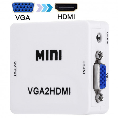 HD 1080P HDMI Mini VGA vers HDMI Scaler Box Convertisseur Audio Vidéo Numérique (Blanc) SH12411654-38