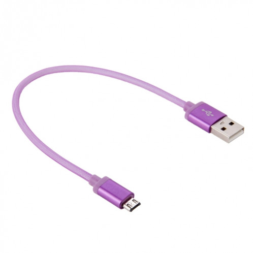 Câble de données/chargeur Micro USB vers USB 2.0 à tête métallique de style filet de 25 cm (violet) SH890P1782-36