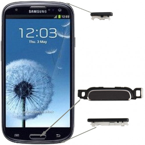 Accueil Clé + Touche d'alimentation + Touche de volume pour Samsung Galaxy SIII / i9300 (Noir) SA474B171-33
