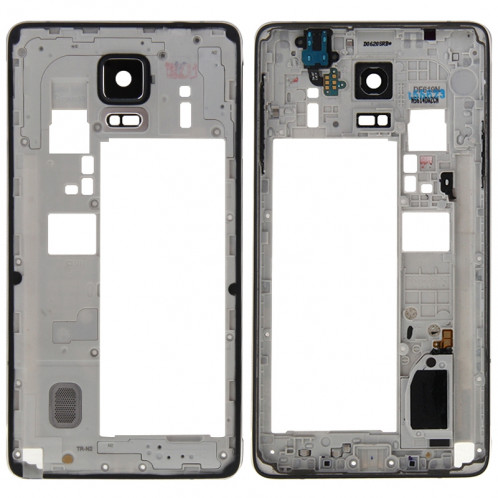 iPartsBuy Moyen Cadre Bazel Retour Plaque Logement Caméra Lens Panel avec Haut-Parleur Sonnerie Buzzer et Écouteur Trou pour Samsung Galaxy Note 4 / N910V (Noir) SI166B1777-39