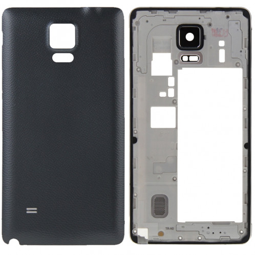 iPartsBuy Couvercle du boîtier complet (cadre du cadre Bazel arrière de la plaque d'appareil photo boîtier de la lentille + couvercle arrière de la batterie) pour Samsung Galaxy Note 4 / N910V (Noir) SI169B1103-38
