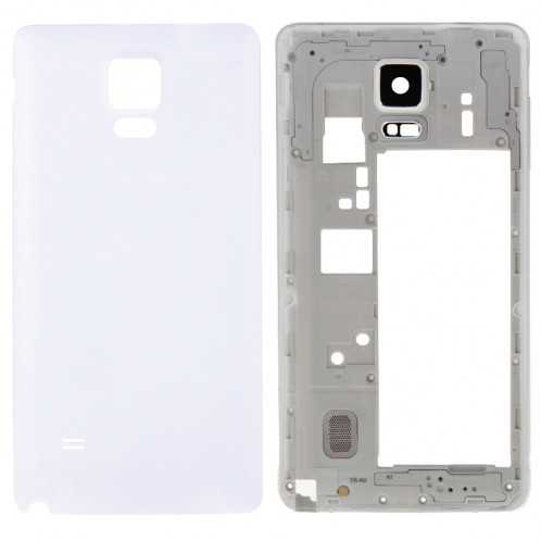iPartsBuy Couvercle du boîtier complet (cadre du cadre Bazel arrière de la plaque d'appareil photo boîtier de la lentille + couvercle arrière de la batterie) pour Samsung Galaxy Note 4 / N910V (blanc) SI169W677-38